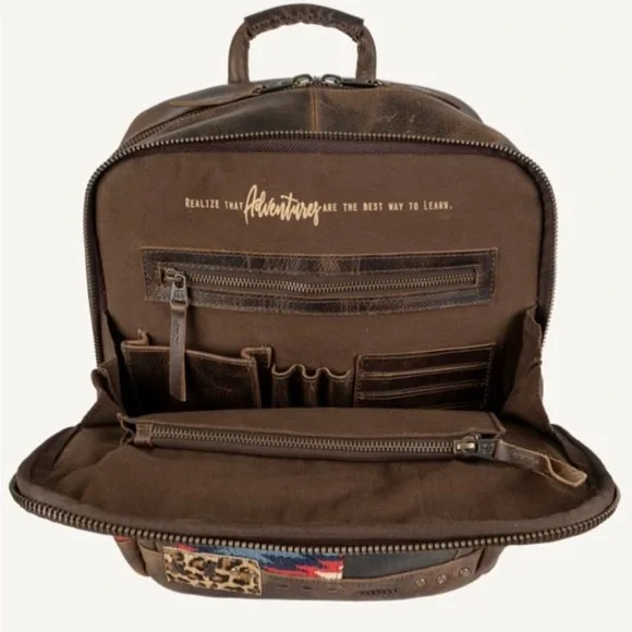 STS Ranchwear Patchwork Backpack - Brown and Blue - Picture 4 of 5